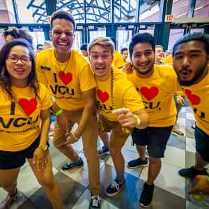 Students wearing I Love VCU T-shirts