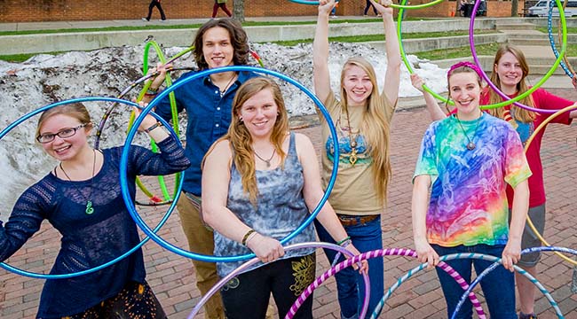 Students with hoola hoops