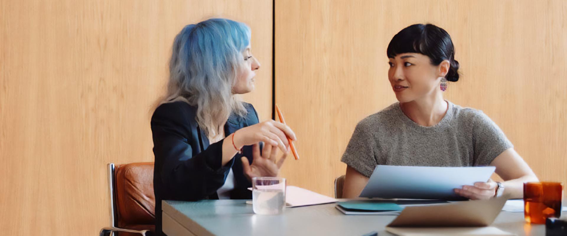 A human resource development professional meets with an individual