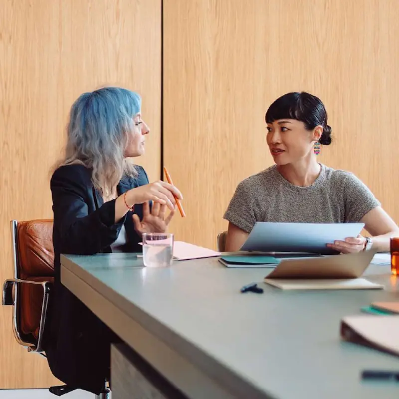 A human resource development professional meets with an individual